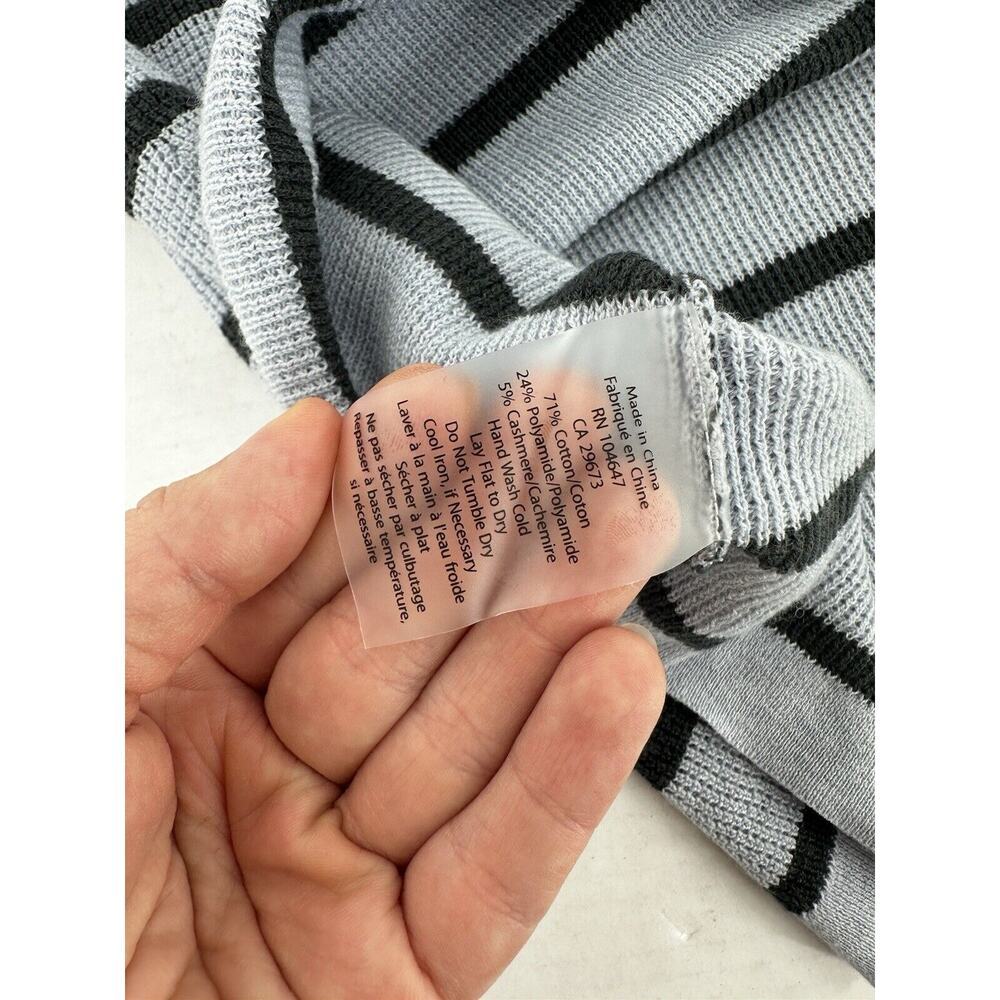 Kinross Cashmere Thermal Crewneck Sweater Sz M Waffle Knit Stripe Minimal $260 - Picture 6 of 11